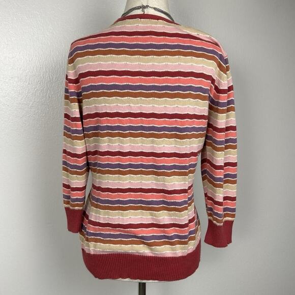 Vintage Y2K Old Navy Women’s Striped Wrap Sweater Size L Indie Preppy Pastel - Picture 3 of 8